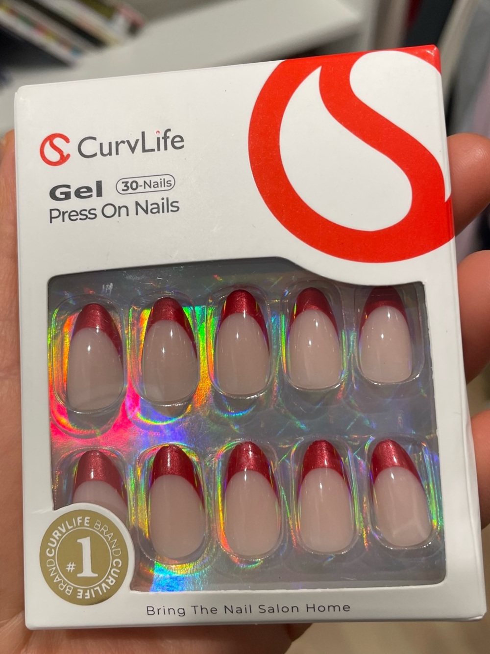 Gel Press-On Nails — Red French Tip (30 Nails)